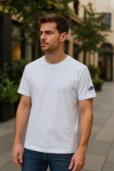 Erkek Bisiklet Yaka Basic Düz Kısa Kollu Gri T-shirt