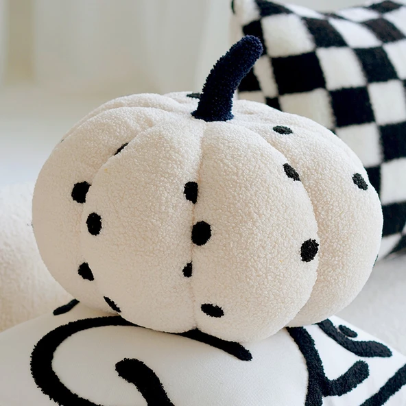 Teddy Kadife Kabak Desenli 28cm Yastık Kılıfı + İç Dolgulu