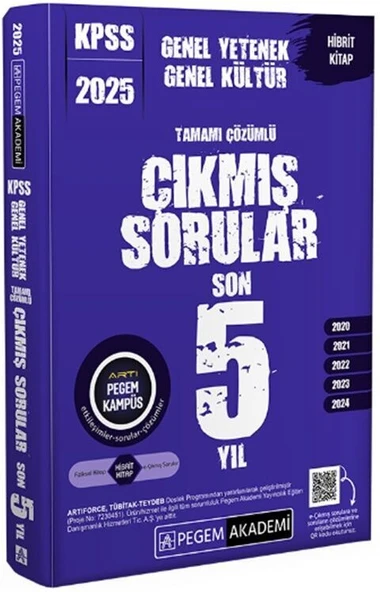 2025 KPSS Genel Yetenek Genel Kültür Tamamı Çözümlü Çıkmış Sorular Son 5 Yıl Pegem Akademi ürün görseli 1