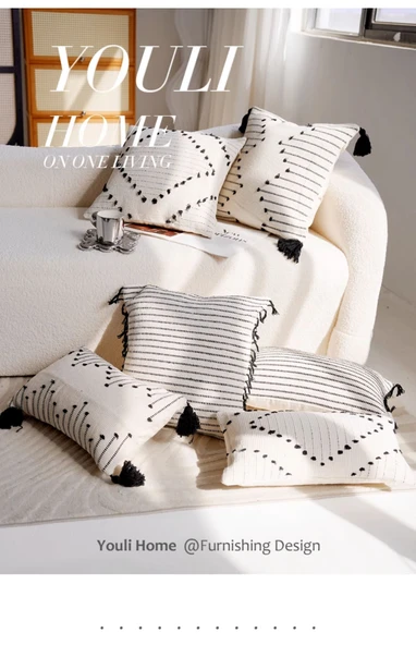 Fas Çok Desenli Yastık 30x50 cm - Kılıf + İç Dolgu - 7