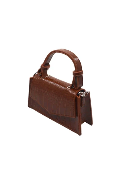 Suni Deri Çıtçıtlı Ayarlanabilir Askılı Kadın El, Kol Ve Omuz Çantası 10*19 Cm B100001