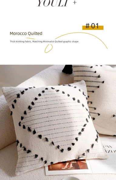 Fas Çok Desenli Yastık 30x50 cm - Kılıf + İç Dolgu - 11