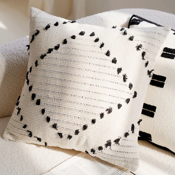 Fas Kapitone Kare Yastık Kılıfı 45x45 cm - Sadece Kılıf (Model 1)