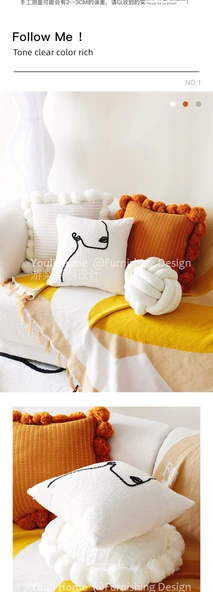 Lüks Soyut Desenli Yastık Kılıfı - Teddy Kadife Yüz Hatları + 30x50 Siyah Noktalı - İç Dolgusuz (Model 9) - 10