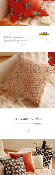 Beyaz Mısır Dokulu Kare Yastık - 45x45 cm - Kılıf ve İç Dolgu - 11