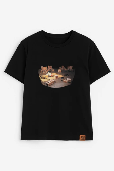 Kadın Bisiklet Yaka %100 Pamuk Blok Baskılı Kısa Kollu T-Shirt - 3