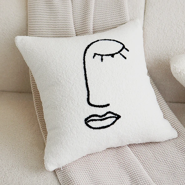İskandinav Tarzı Teddy Kadife Yüz Yastık Kılıfı 45x45 - İç Dolgulu
