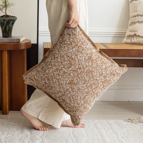 Turuncu Dekoratif Kanepe Yastık Kılıfı 45x45 cm - Taklit Tavşan Vizon Tepe - 5