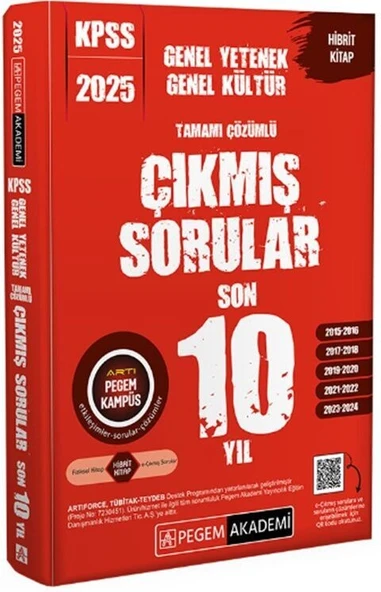 2025 KPSS Genel Yetenek Genel Kültür Tamamı Çözümlü Çıkmış Sorular Son 10 Yıl Pegem Akademi