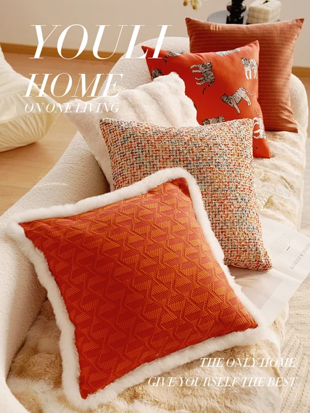 Krem Beyaz Kapitone İçbükey-Dışbükey Kare Yastık Kılıfı ve İç Dolgusu - 45x45cm - 5