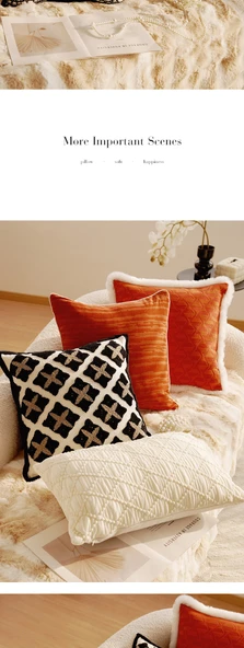 Krem Beyaz Kapitone İçbükey-Dışbükey Kare Yastık Kılıfı ve İç Dolgusu - 45x45cm - 10