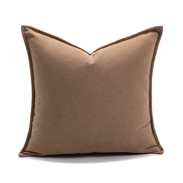 İskandinav Tarzı Haki Pamuklu Kenarlı Kırlent Kılıfı - 45x45 cm - Dolgusuz