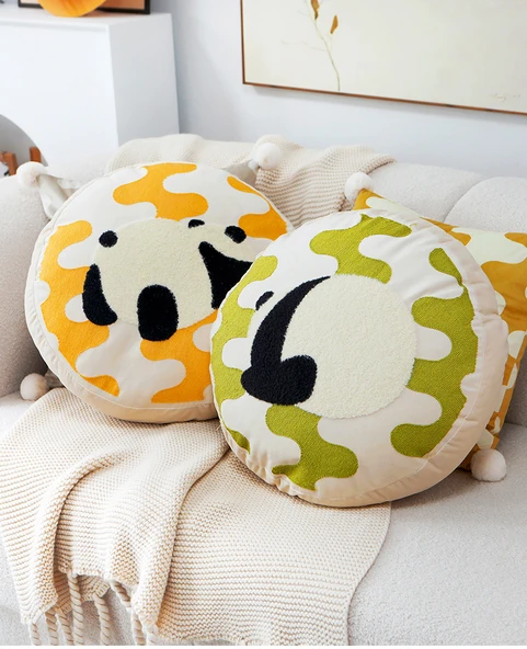 Peluş Toplu Sarı Panda Yastık Kılıfı 45x45 - Kılıf + İç Dolgu - 10