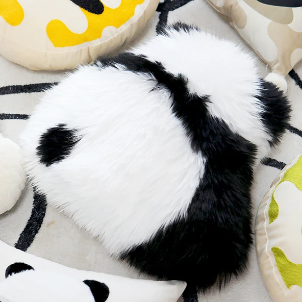 Peluş Toplu Sarı Panda Yastık Kılıfı 45x45 - Kılıf + İç Dolgu - 6