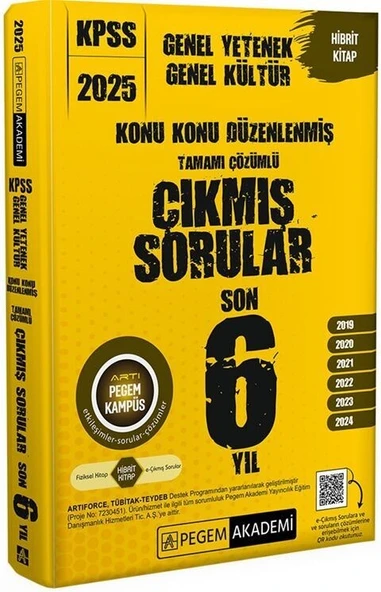 2025 KPSS Genel Yetenek Genel Kültür Konu Konu Düzenlenmiş Tamamı Çözümlü Çıkmış Sorular Son 6 Sınav Pegem