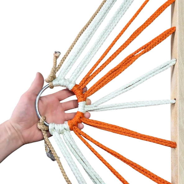 Büyük Boy Hamak Çift Katlı Kalın Sağlam Örme İpli File Salıncak 110cmx200cm (Ürün Rengi Değişkenlik Gösterir) - 3