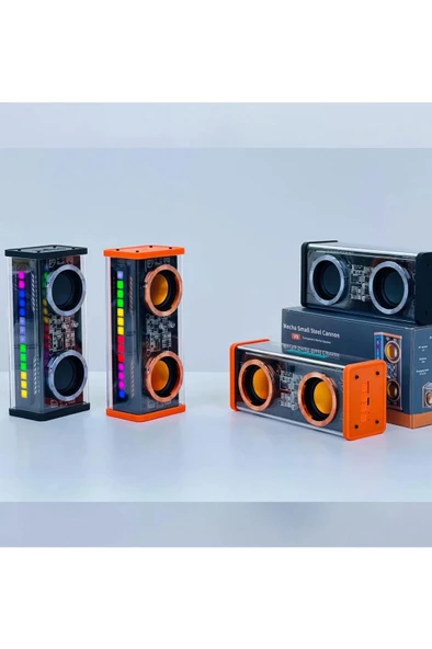 Şeffaf Mecha Müzik Tws Stereo Rgb İşıklı Hoparlör Kablosuz Bluetooth 5.0 Taşınabilir Hoparlör V9 - 4