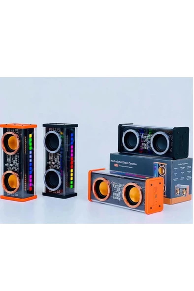 Şeffaf Mecha Müzik Tws Stereo Rgb İşıklı Hoparlör Kablosuz Bluetooth 5.0 Taşınabilir Hoparlör V9 - 5