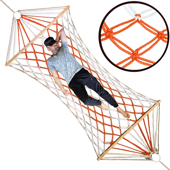 Büyük Boy Hamak Çift Katlı Kalın Sağlam Örme İpli File Salıncak 110cmx200cm (Ürün Rengi Değişkenlik Gösterir)