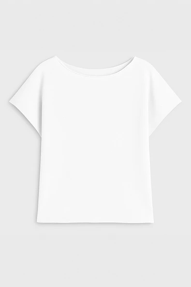 Kadın V Yaka Kısa Kollu İnce Esnek T-Shirt - Resim 3