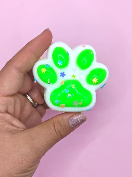 Beyaz Pati Taba Squishy Kedi Pati Sıkma 7 cm Pullu Pati Sukuşi - Yeşil ürün görseli 1