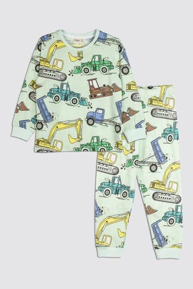 Work Machines Dino Desenli Erkek Pijama Takımı