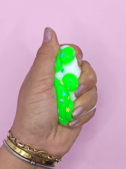 Beyaz Pati Taba Squishy Kedi Pati Sıkma 7 cm Pullu Pati Sukuşi - Yeşil - Resim 3