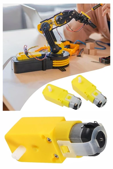 Çift Eksenli Motor Redüktörlü 6V 250 Rpm 4 Adet Sarı Dc Motor Arduino Robotik Motor Deney Okul Bilim Araba Yapım - 4