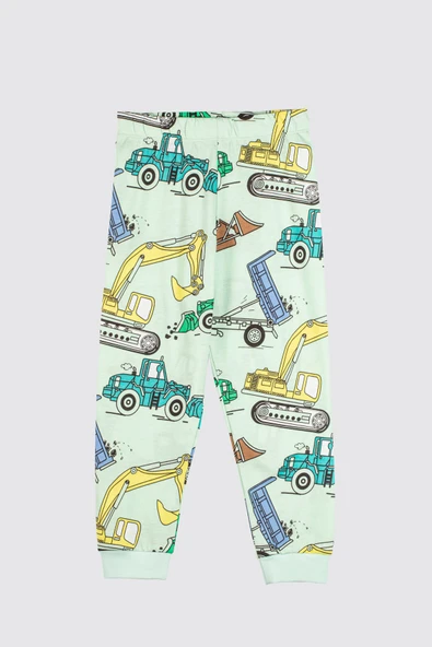 Work Machines Dino Desenli Erkek Pijama Takımı - 3