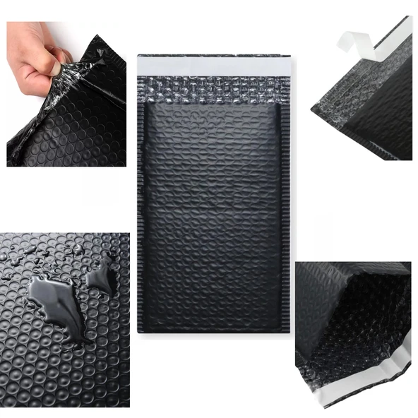 Patpatlı Balonlu Kargo Poşeti, Bantlı Siyah E Ticaret Poşeti 5 Adet 25X35+5 - Resim 6