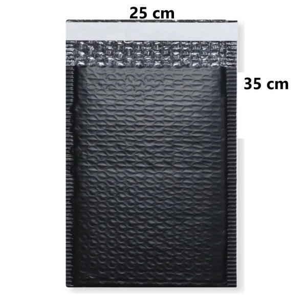 Patpatlı Balonlu Kargo Poşeti, Bantlı Siyah E Ticaret Poşeti 5 Adet 25X35+5 - Resim 2