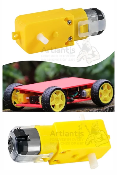 Çift Eksenli Motor ve Tekerleği 1 Paket Sarı Dc Motor Arduino Robotik Motor Tekerlek Deney Okul Bilim Araba Yapım - 5