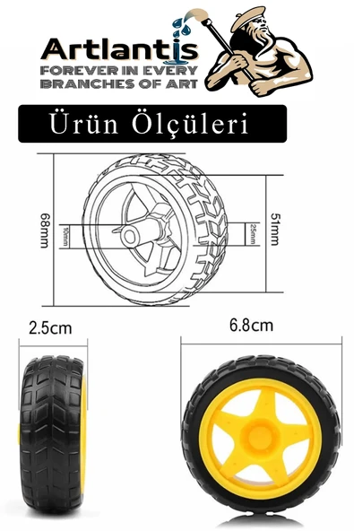 Çift Eksenli Motor Tekerleği 4 Adet Sarı Dc Motor Arduino Robotik Motor Tekerlek Deney Okul Bilim Araba Yapım - Resim 3