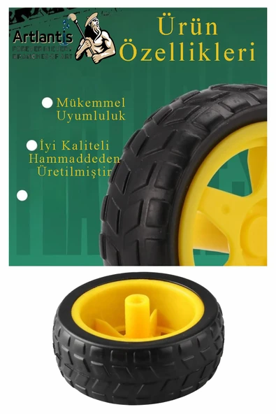 Çift Eksenli Motor Tekerleği 4 Adet Sarı Dc Motor Arduino Robotik Motor Tekerlek Deney Okul Bilim Araba Yapım - Resim 4