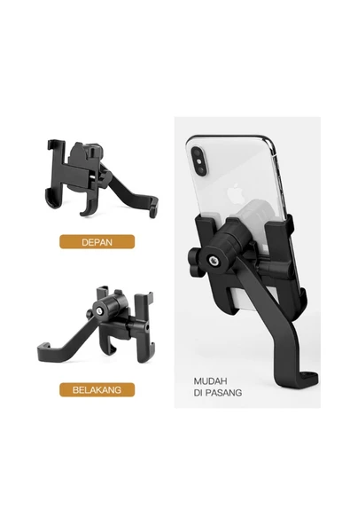 Alüminyum Gövdeli Metal Ayna Bağlantılı Motosiklet Telefon Tutucu 7 İnç Xl - 4