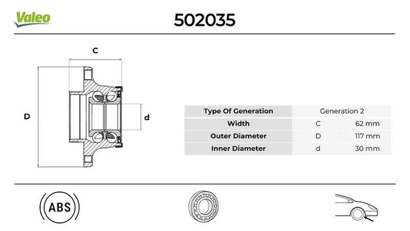 ARKA TEKERLEK PORYASI FIAT EGEA 16 ABS Lİ 62x30x117 5 BİJON ürün görseli 1