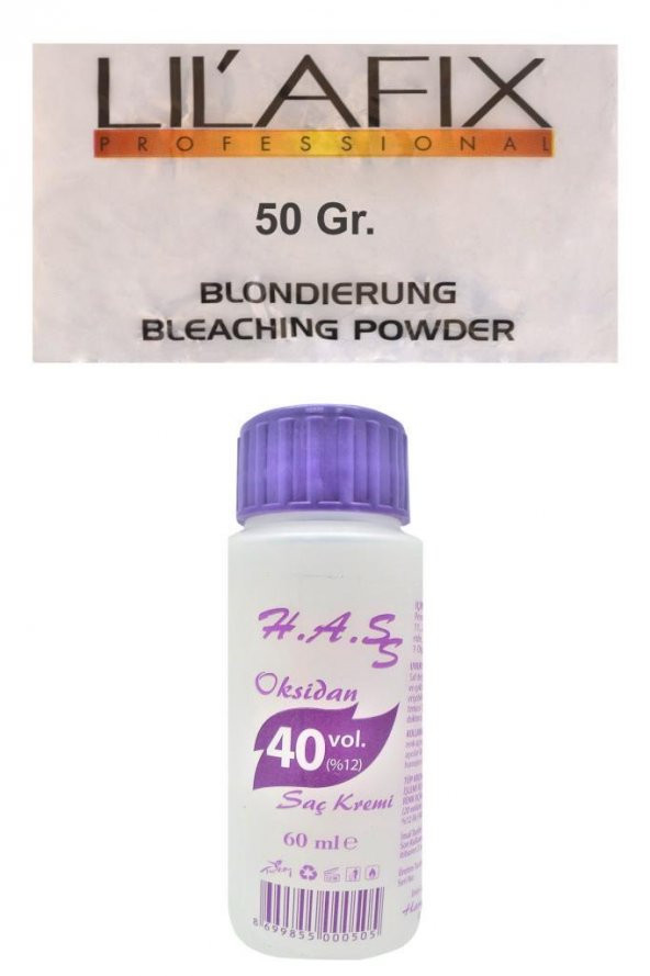 H.A.SS Oksidan 40 Volüm 60 Ml. (1 Ad.)+Lilafix Toz Saç Açıcı Oryal 50 Gr.