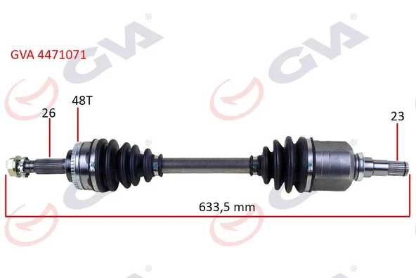KOMPLE AKS SOL COROLLA E12 1.4 VVT-I 02-07 ABS Lİ 48DİŞ 633mm