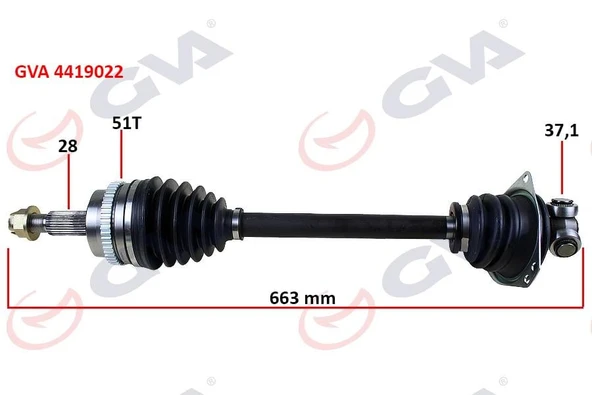 KOMPLE AKS SOL MASTER 2 2.5 DCİ 98-10 ABS Lİ 51DİŞ 663mm