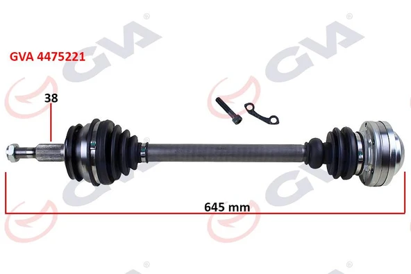 KOMPLE AKS SOL TRANSPORTER T5 1.9 TDI 03-11 645mm AXB-AXC