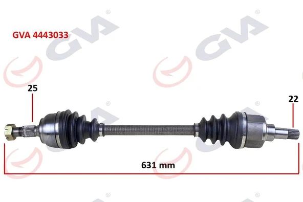 KOMPLE AKS SOL PEUGEOT 307 1.4i MAN. 00-07 631mm