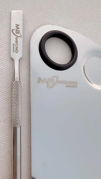 Mecno Beauty MB-PLT-001 Paslanmaz Çelik Fondöten Karıştırma & Makyaj Karıştırma Paleti ve Spatula - 8