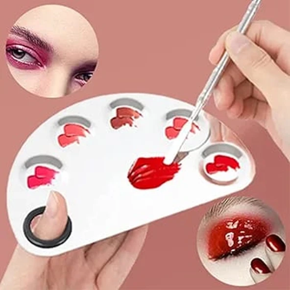 Mecno Beauty MB-PLT-001 Paslanmaz Çelik Fondöten Karıştırma & Makyaj Karıştırma Paleti ve Spatula - 2