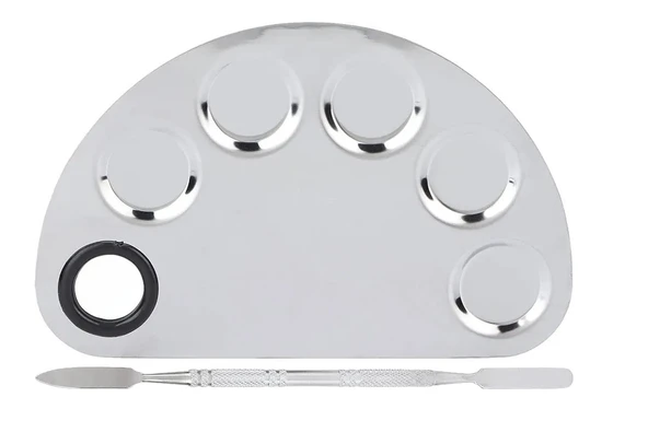 Mecno Beauty MB-PLT-001 Paslanmaz Çelik Fondöten Karıştırma & Makyaj Karıştırma Paleti ve Spatula - 5