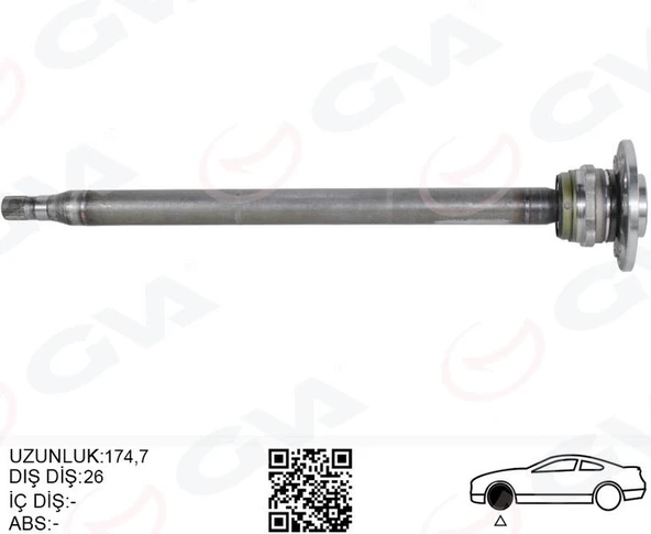AKS MILI ARKA SOL INCE KISA 840mm MERCEDES SPRINTER B906 . VW CRAFTER 30-35-50 Z:26-29 PORYALI ürün görseli 1