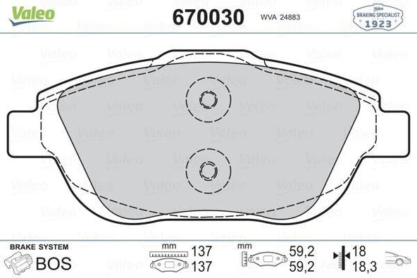 ÖN FREN BALATASI CORSA F 19 CROSSLAND 17 MOKKA 20 C3 II-III-AIRCROSS 09 C4 14 208 19 2008 19 DS3 15 15 İNÇ 283mm