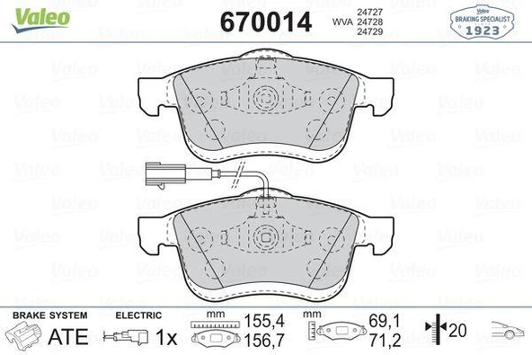 ÖN BALATA FIAT DOBLO III 10 OPEL COMBO 12 1.3D MTJ 1.4 1.6D MTJ 2.0D MTJ TEK FİŞLİ