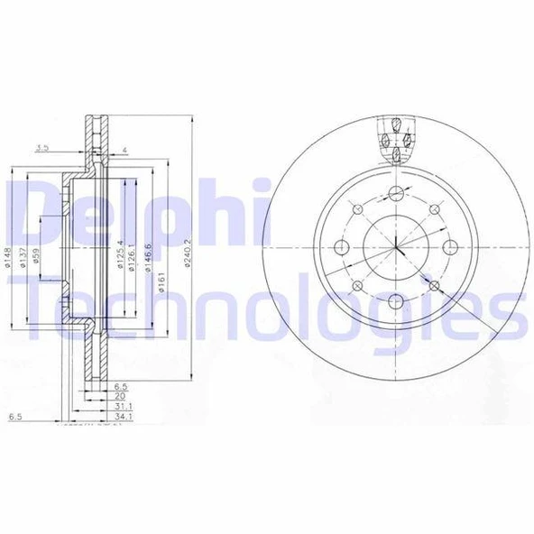 ON FREN DISKI FIAT 500 08 500C 09 PANDA 12 FORD KA 1.3 TDCİ 09 0.9-1.2-1.4-1.3DMTJ 240.5