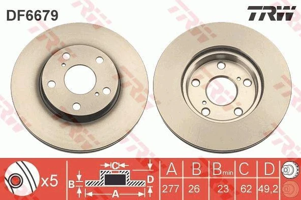 ÖN FREN AYNASI AURIS-COROLLA 1.4D 12 5B 277mm