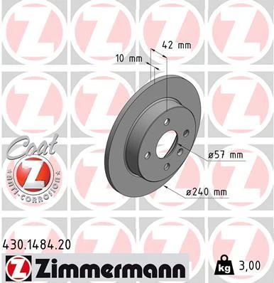 ARKA FREN AYNASI ASTRA G 98 - ASTRA H 04 MERIVA A 03 240x10x4DL DOLU 9117771-90498304-24432189